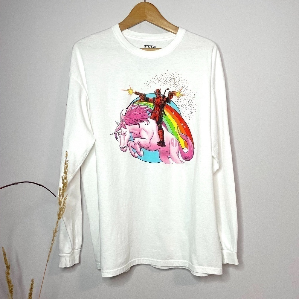 Marvel Deadpool White Men's Long Sleeve Shirt